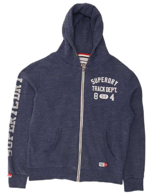 Superdry Herre grafisk hættetrøje med lynlås XL marineblå bomuld