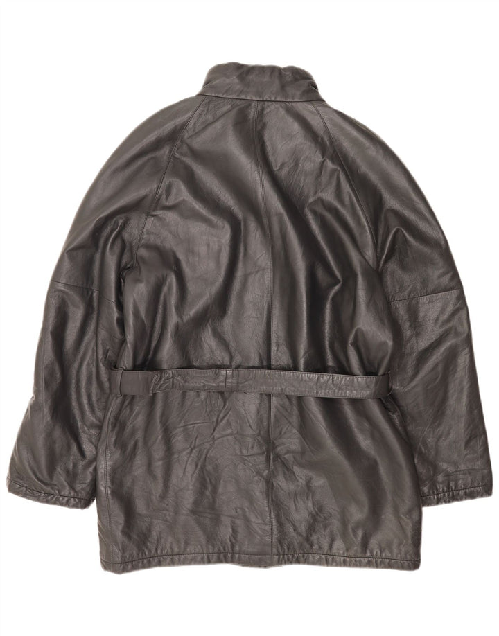 VINTAGE Herre Læderjakke IT 54 2XL Sort Læder