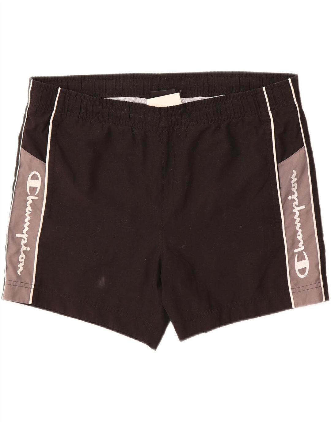 CHAMPION Mens Graphic Swimming Shorts Medium  Black Polyester