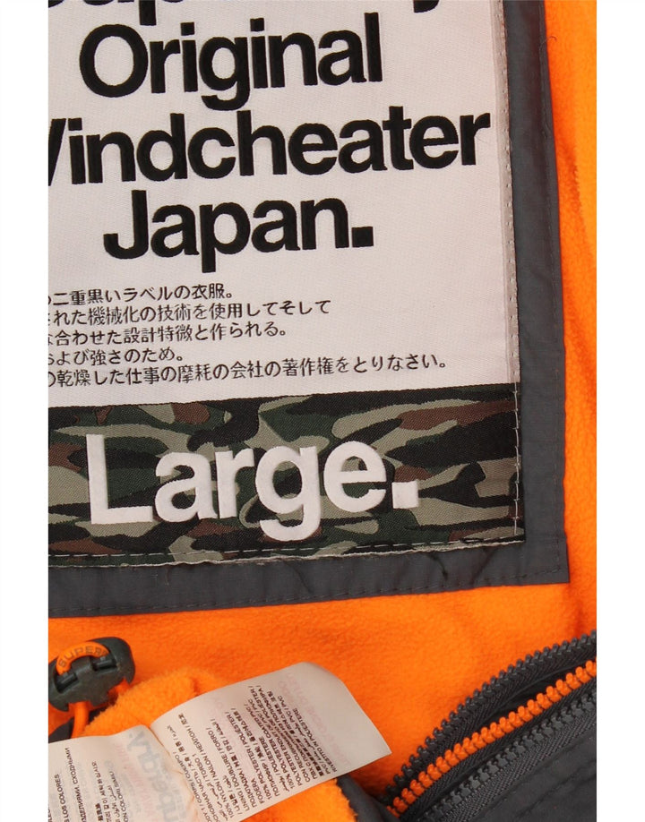 SUPERDRY Womens Windcheater Hooded Windbreaker Jacket UK 16 Large Grey