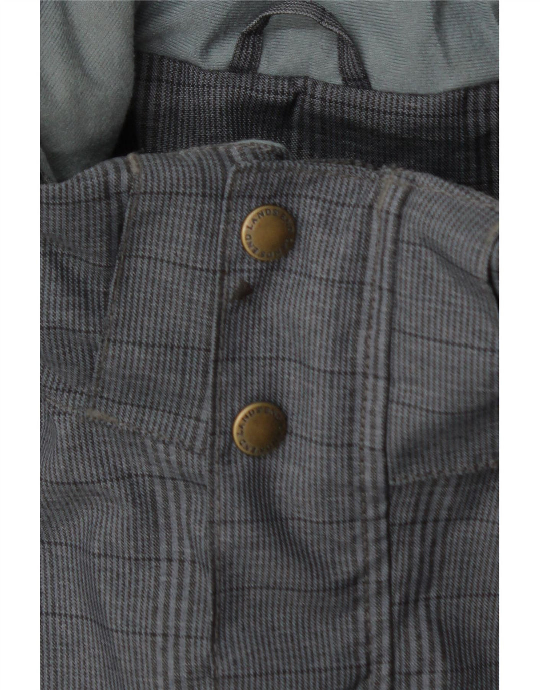 LANDS END Mens Windbreaker Jacket UK 38 Medium Grey Check Polyester Vintage Lands End and Second-Hand Lands End from Messina Hembry 