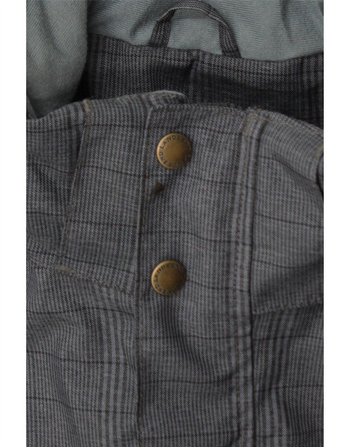 LANDS END Mens Windbreaker Jacket UK 38 Medium Grey Check Polyester Vintage Lands End and Second-Hand Lands End from Messina Hembry 