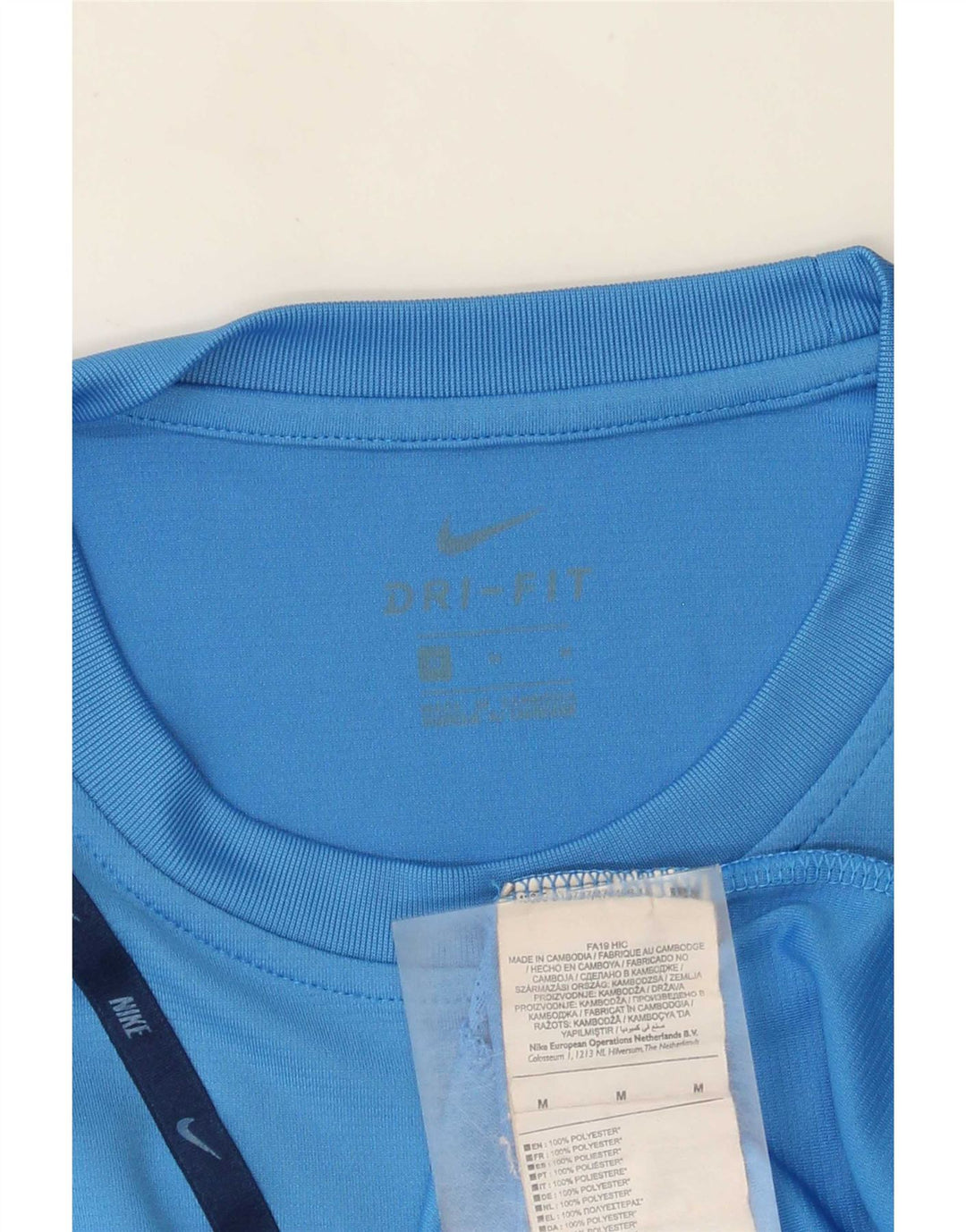 Nike Herre Dri Fit grafisk T-shirt top mellemblå polyester