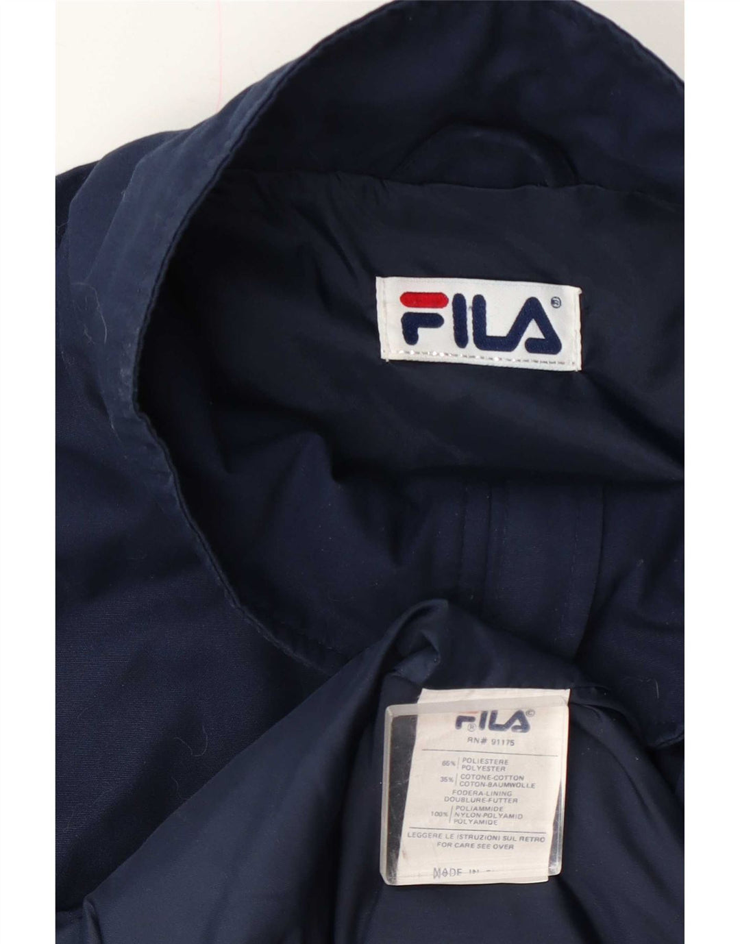 Fila Herre Windbreaker Jacket UK 40 Large Navy Blue Polyester