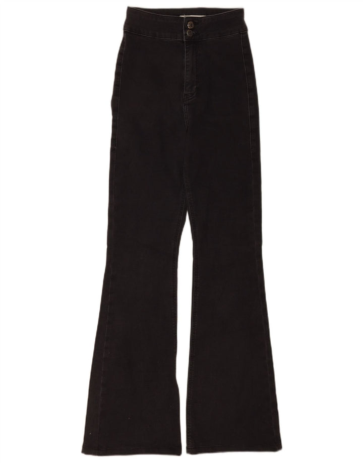 Topshop Womens Three Stripes Flared Jeans W26 L29 Sort Bomuld
