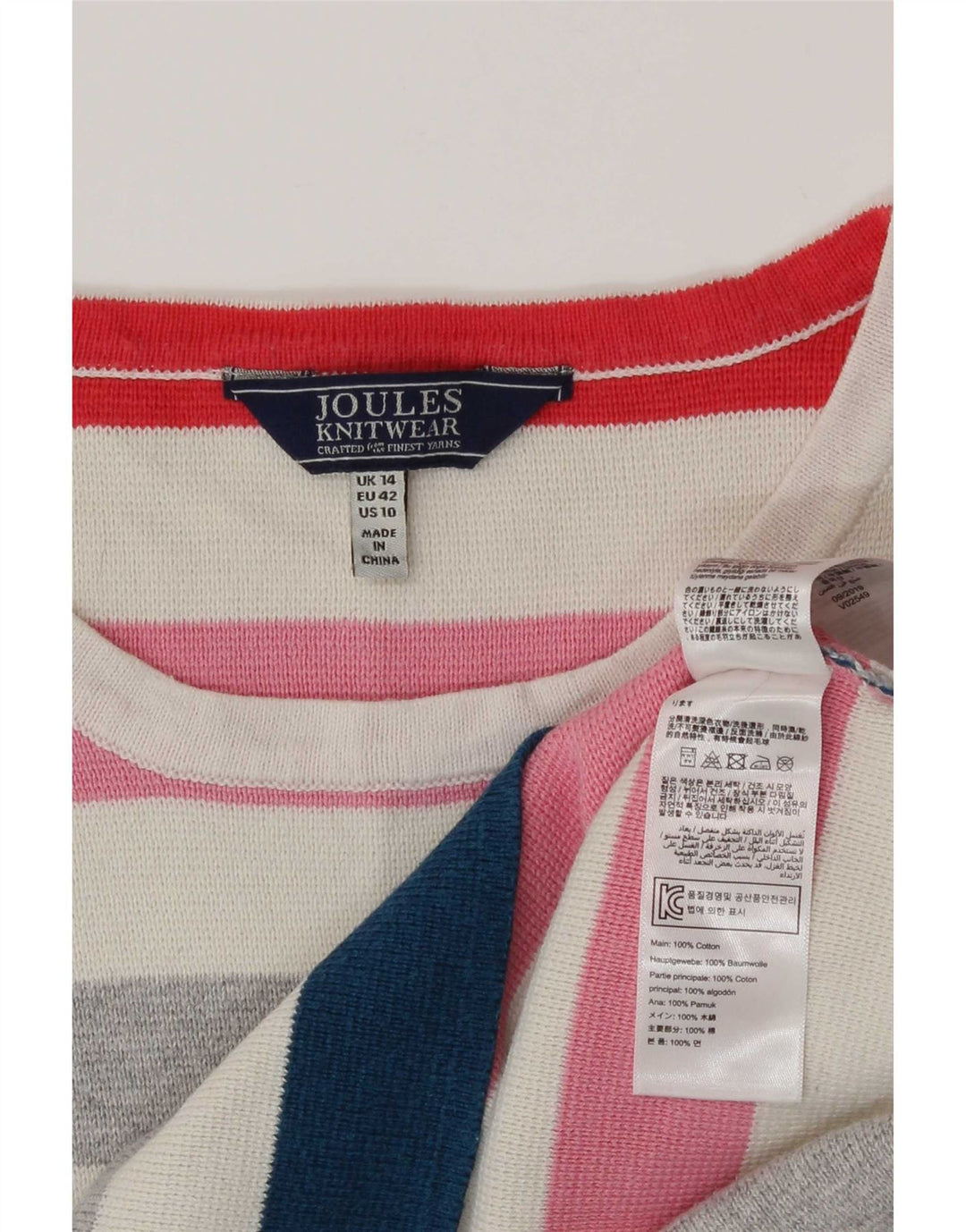 Joules Damebluse Top UK 14 Stor Flerfarvet Stribet