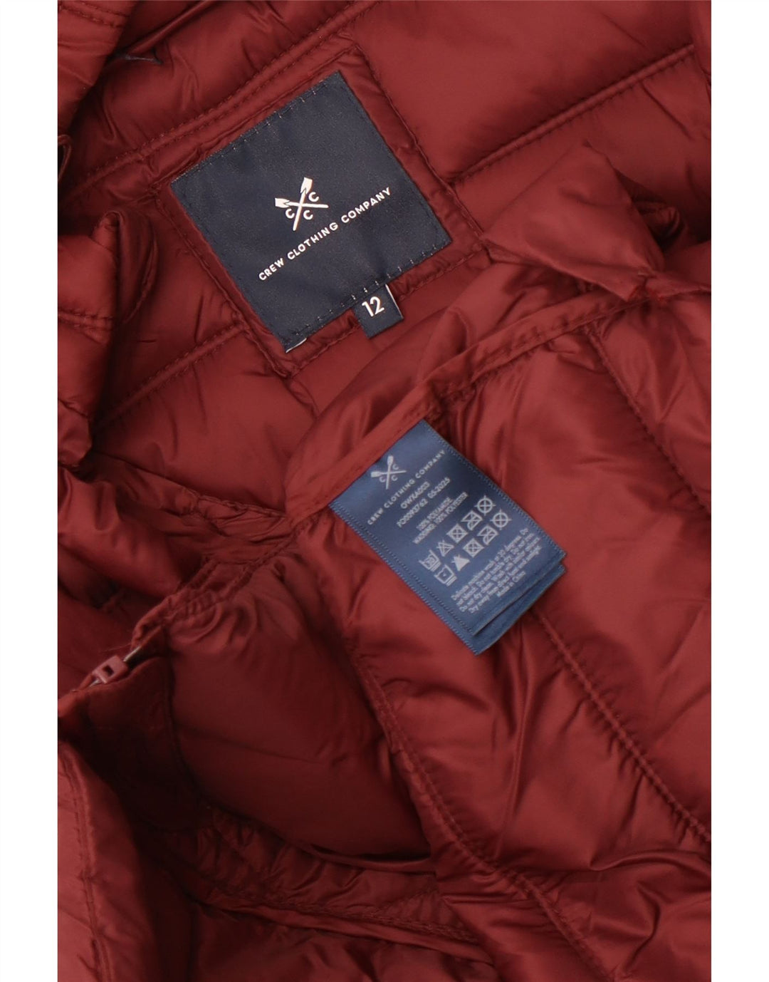 Crew Clothing Dame Hættejakke UK 12 Medium Burgundy Polyamid