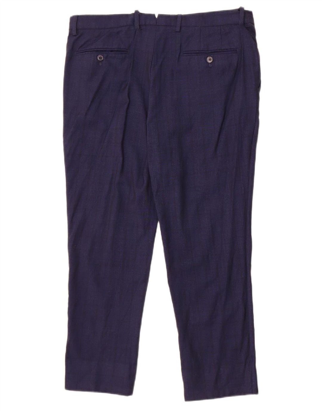 Massimo Dutti Herre Cropped Trousers EU 44 Large W34 L25 Navy Blue Check