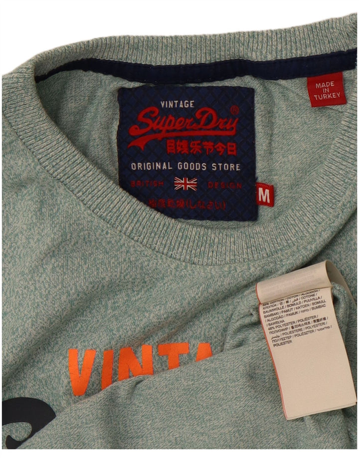 SUPERDRY Herre grafisk T-shirt Top Medium Grøn Flecked Bomuld