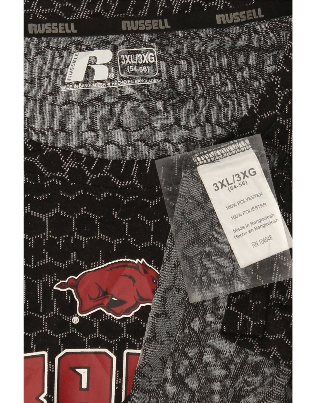 RUSSELL ATHLETIC Herre grafisk T-shirt Top UK 54/56 3XL Sort