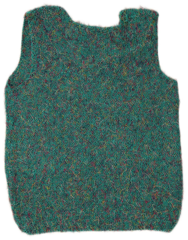 Vintage Dame Vest Tank Top UK 16 Large Turkis Flecked
