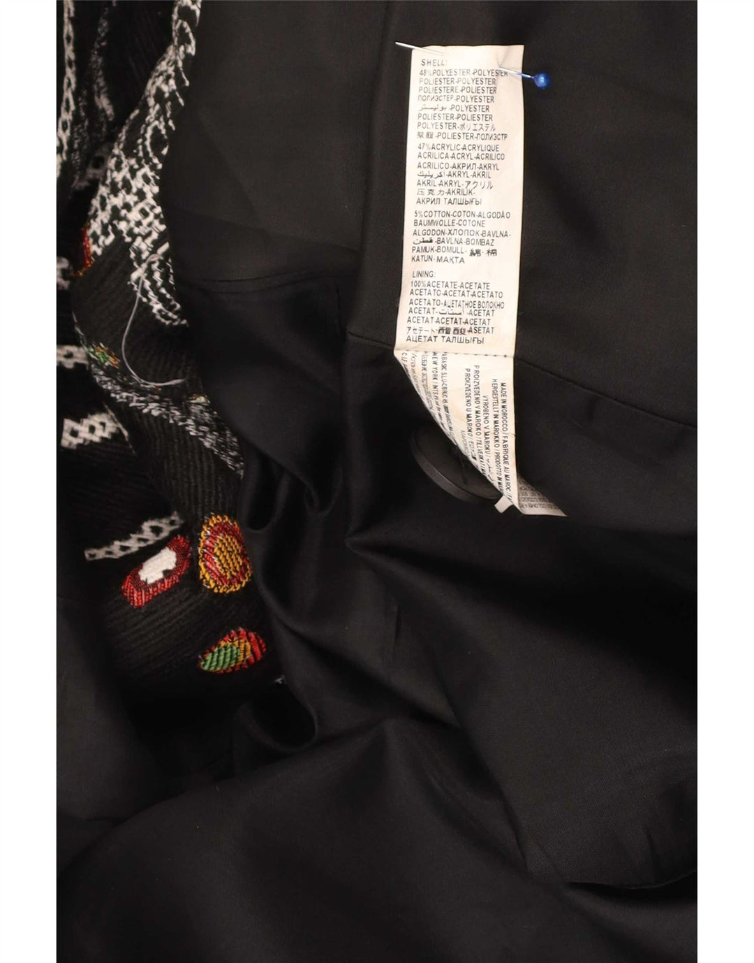 Desigual kvinders abstrakt mønster overfrakke EU 46 XL sort blomstret polyester