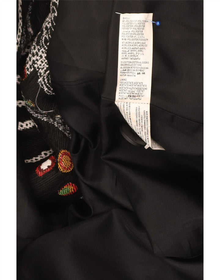 Desigual kvinders abstrakt mønster overfrakke EU 46 XL sort blomstret polyester