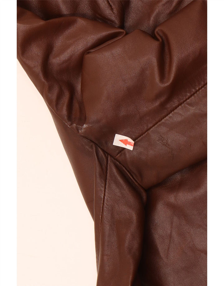 Vintage dame 3-knaps læder blazerjakke UK 12 medium brun