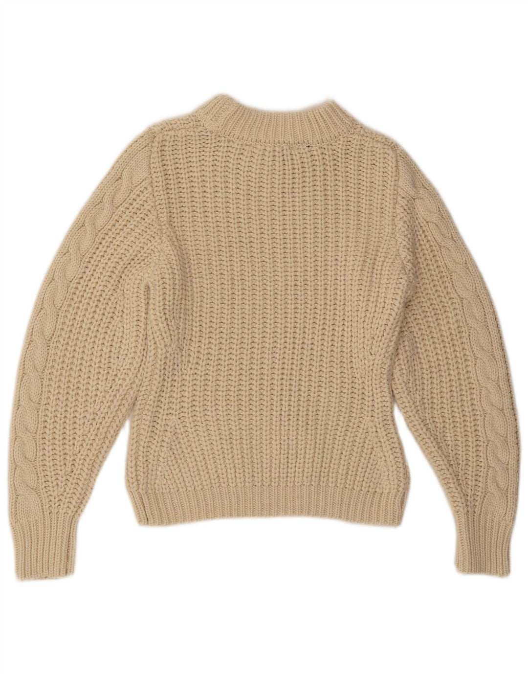 ZARA Dame Crop Turtle Neck Jumper Sweater UK 14 Medium Beige Polyester