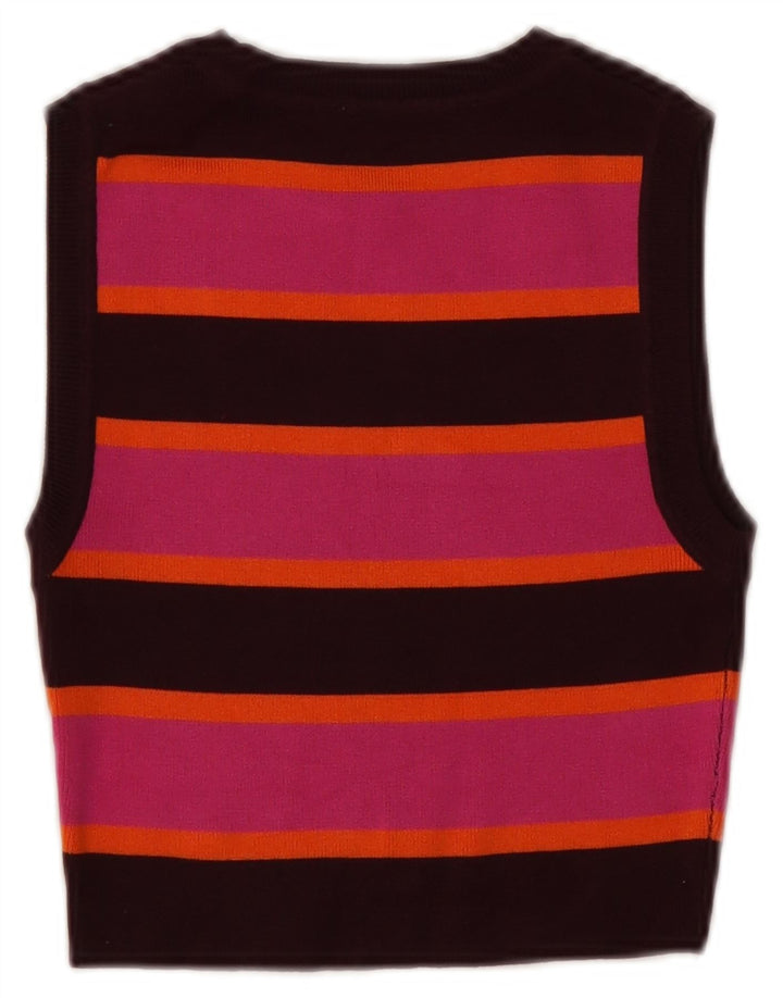 Zara Womens Crop Vest Top UK 12 Medium Multicolored Stribet Viscose