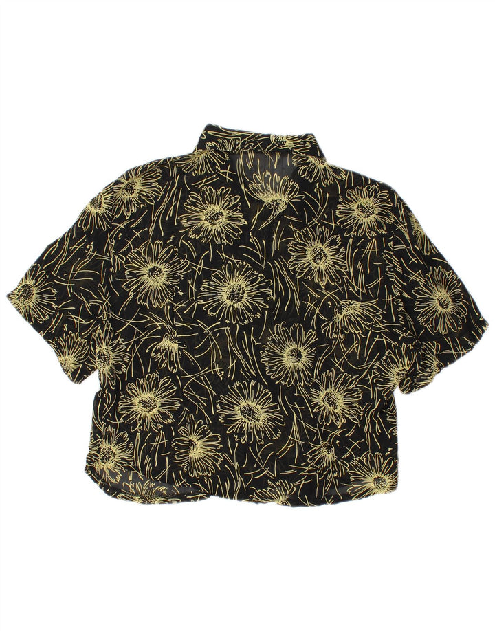 CLOCK HOUSE Dame Kortærmet skjorte Bluse IT 40 Small Black Floral