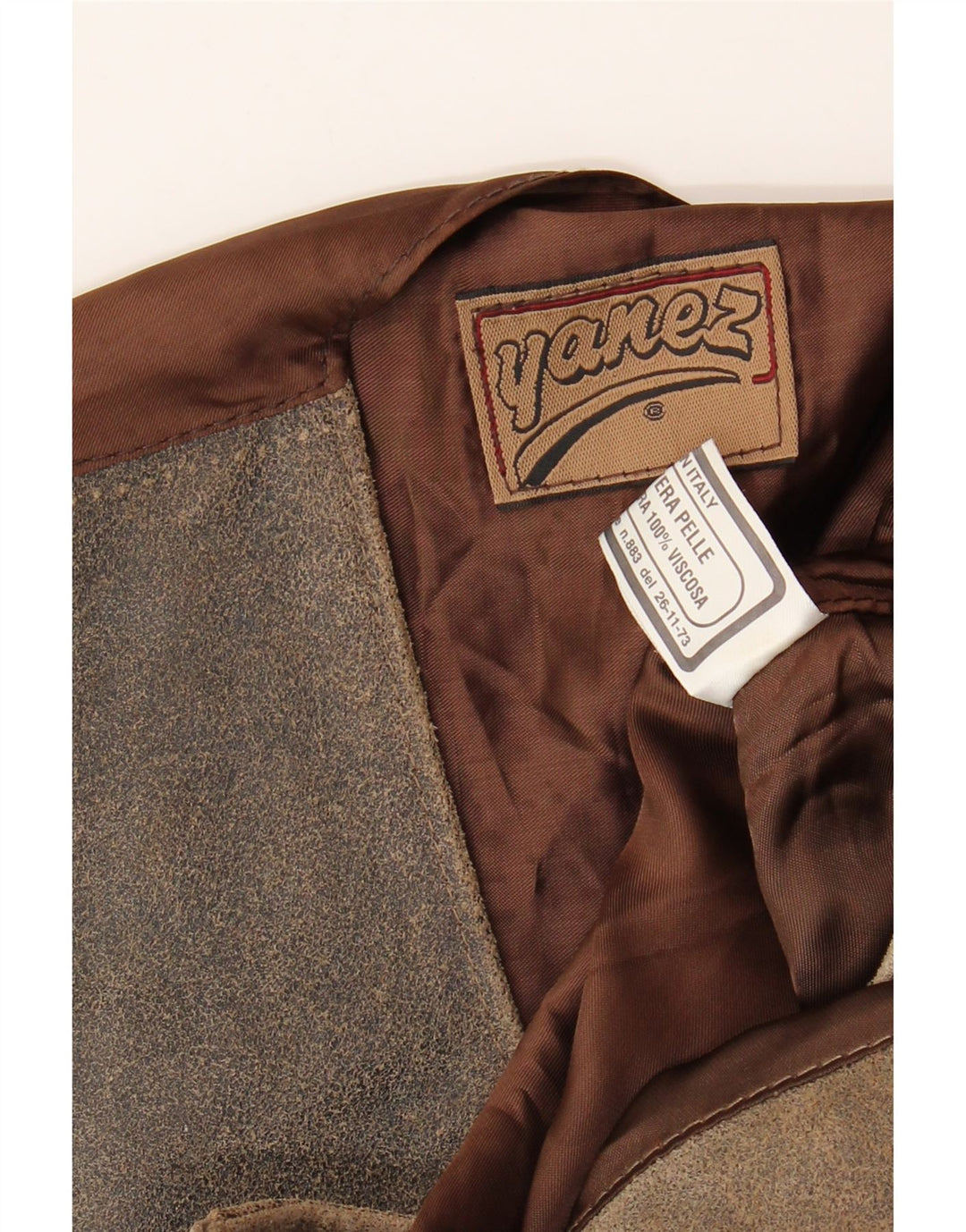 Vintage herre ruskindsvest mellem brunt læder