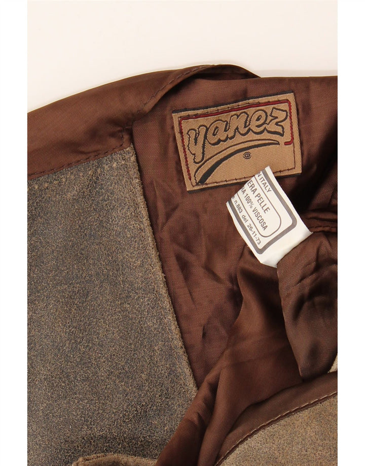 Vintage herre ruskindsvest mellem brunt læder