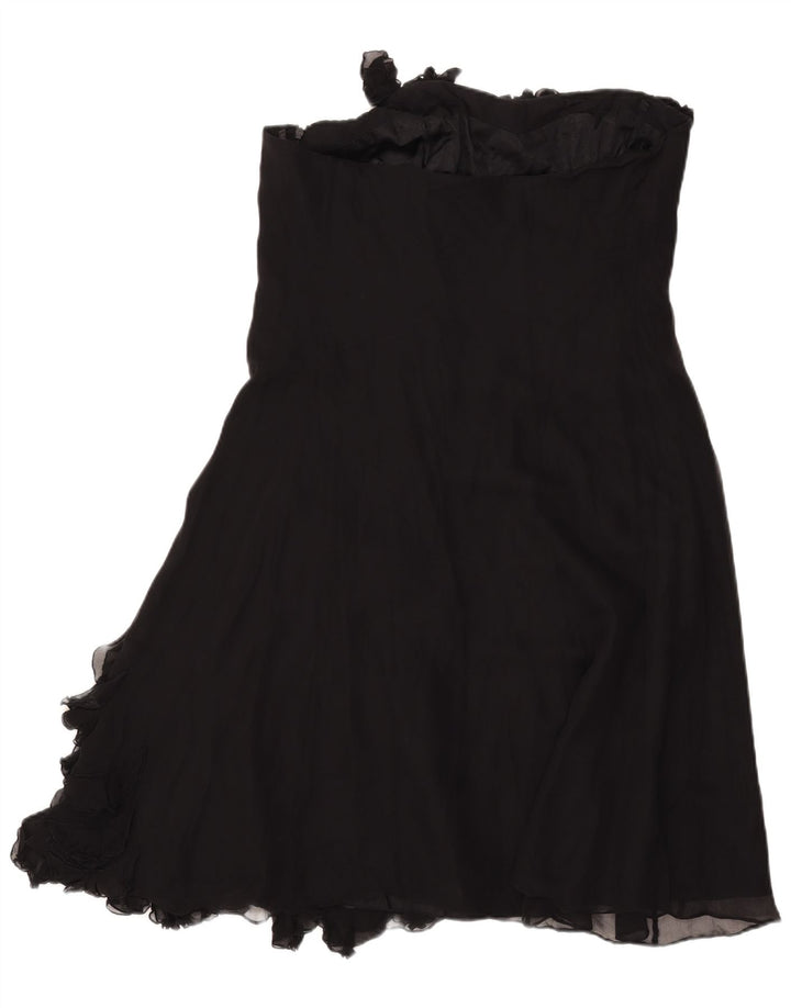 Coast Womens flæse foran stropløs kjole UK 18 XL sort silke