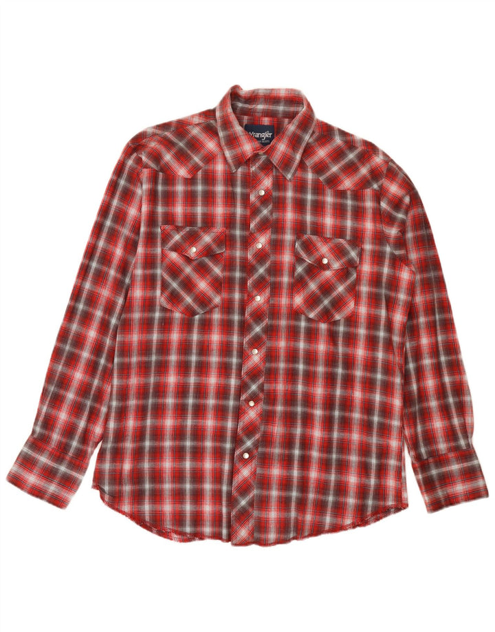 Wrangler Herre vestlig flannelskjorte stor rød ternet bomuld