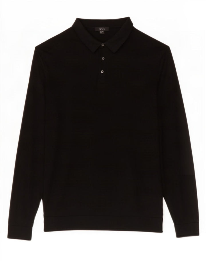 Cos Herre Polo Neck Jumper Sweater Large Sort Silke