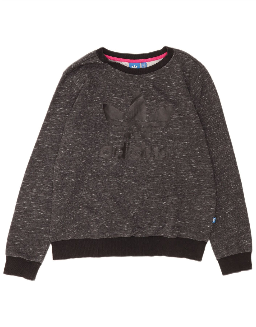 Adidas Graphic Sweatshirt Jumper UK 14 Medium Grey Flecked Bomuld