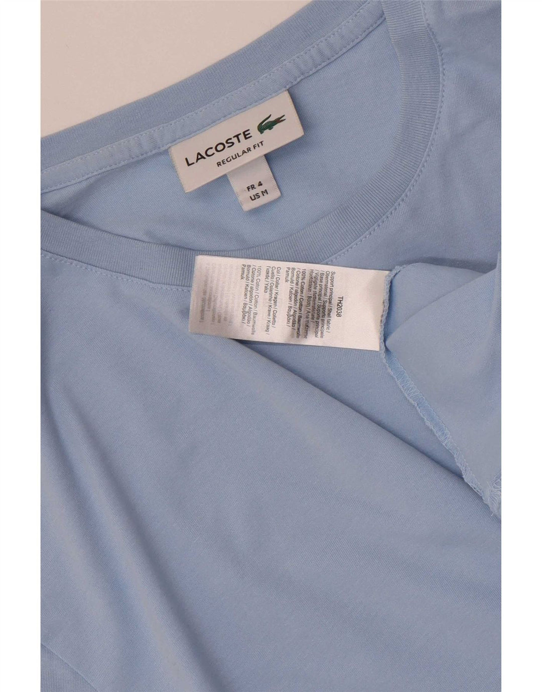 Lacoste Herre Regular Fit T-Shirt Top Størrelse 4 Medium Blå Bomuld