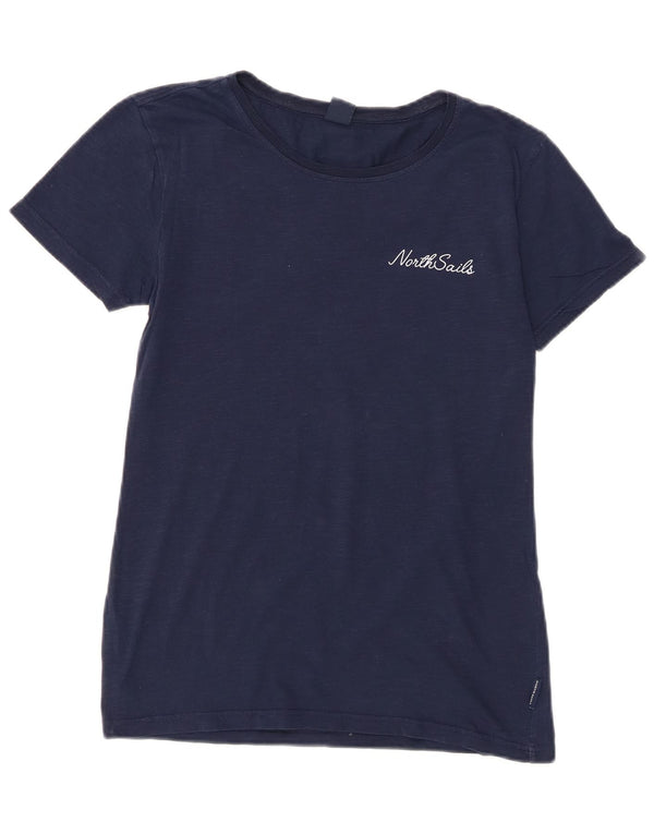 North Sails Dame T-Shirt Top UK 12 Medium Navy Blue Flecked Bomuld