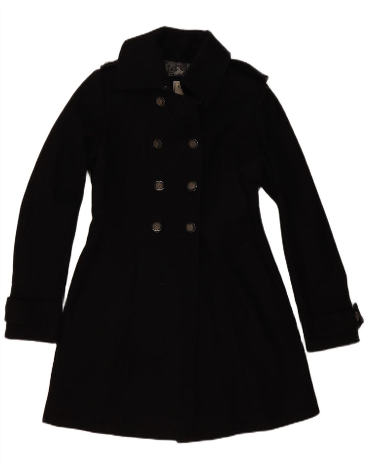 Guess Dobbeltradet frakke til kvinder UK 10 Small Black Wool