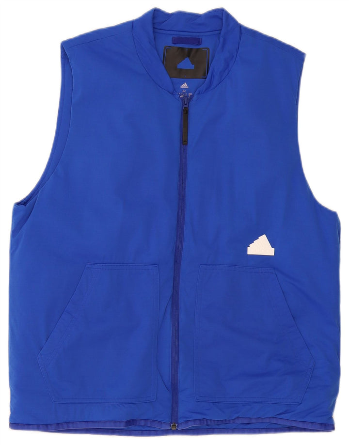 Adidas Herre Gilet UK 38 Medium Blue Colourblock Polyamid