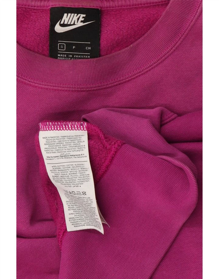 Nike Womens Crop Oversized Sweatshirt Jumper UK 10 Small Pink Bomuld