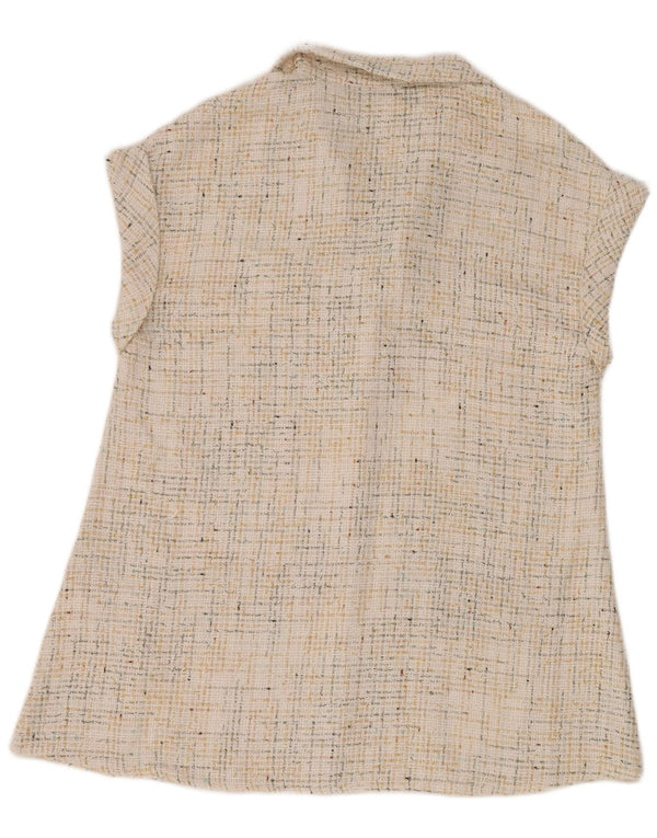 Zara ærmeløs poloshirt til kvinder UK 14 Medium Off White Flecked Polyester