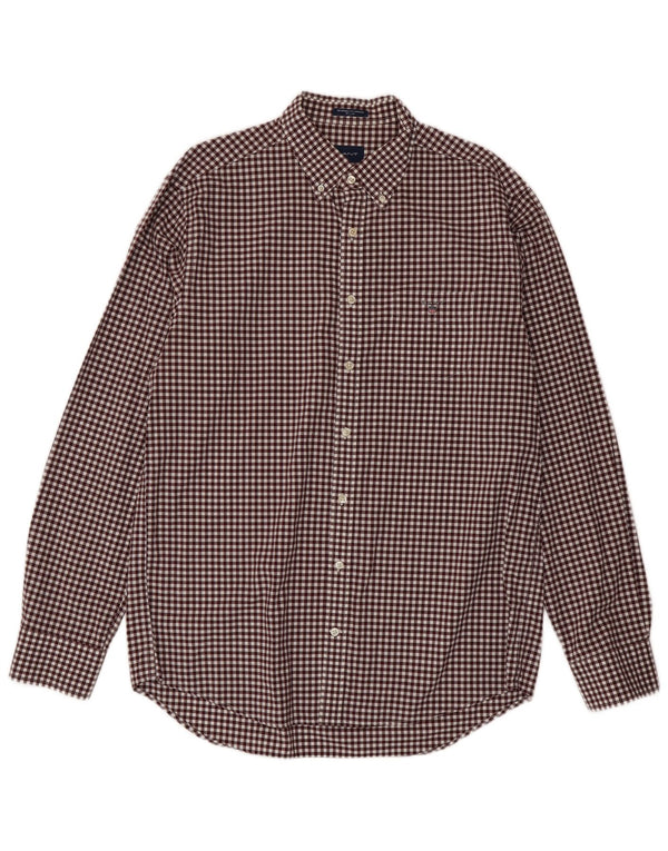Gant herreskjorte str. 41/42 16 1/2 Large Burgundy Gingham Cotton