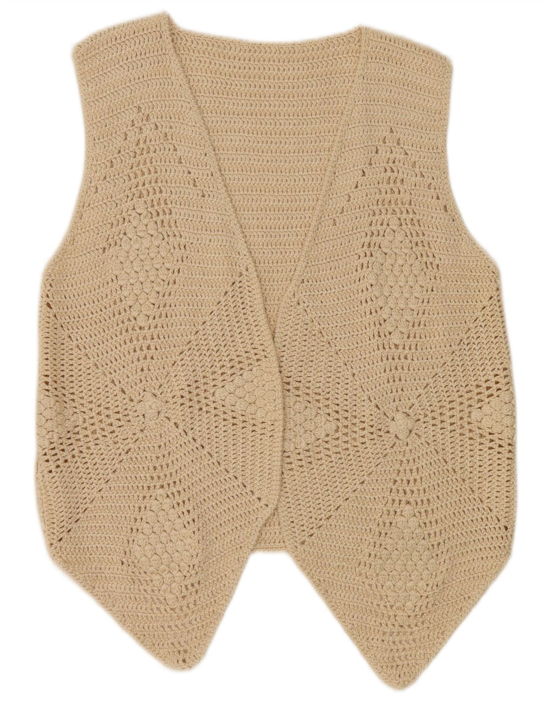 Vintage hæklet vest til kvinder UK 10 Small Beige