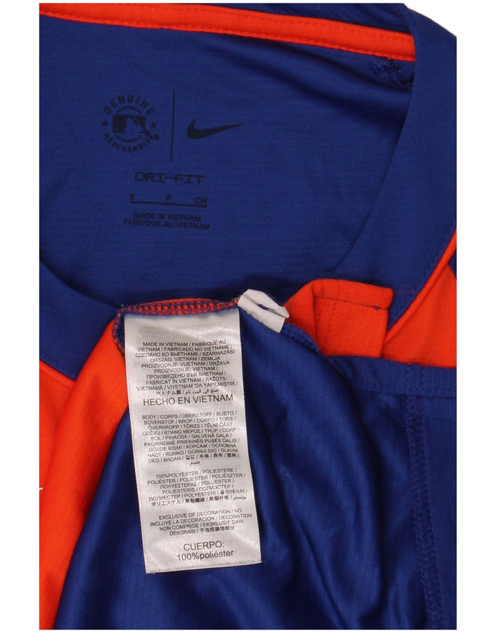 Nike Herre New York Mets T-Shirt Top Lille Orange Colourblock Polyester