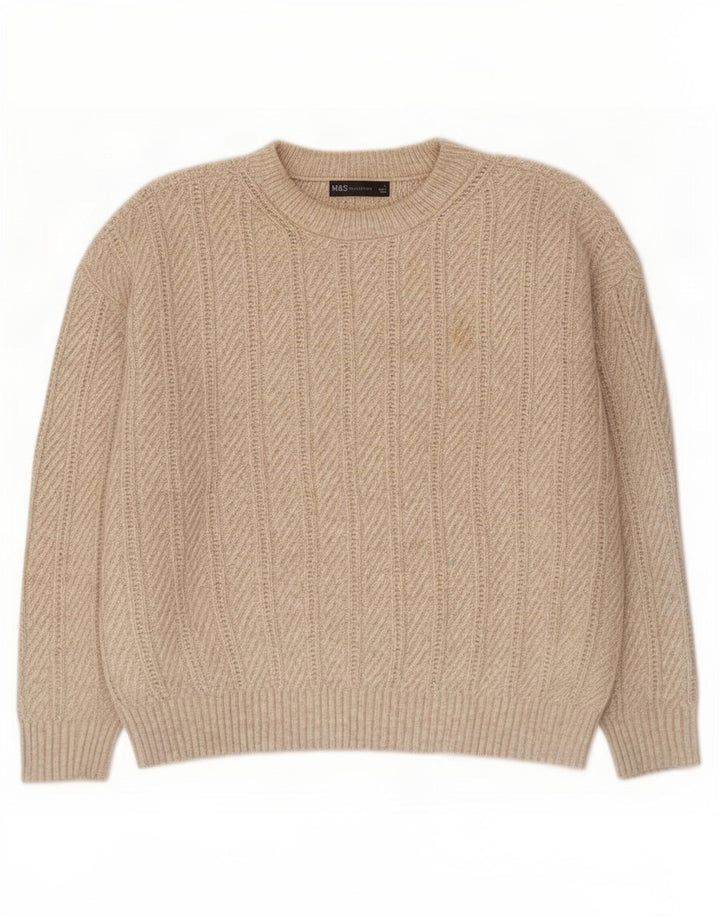 Marks & Spencer Dame sweater med rund hals DK 16 Stor beige polyester