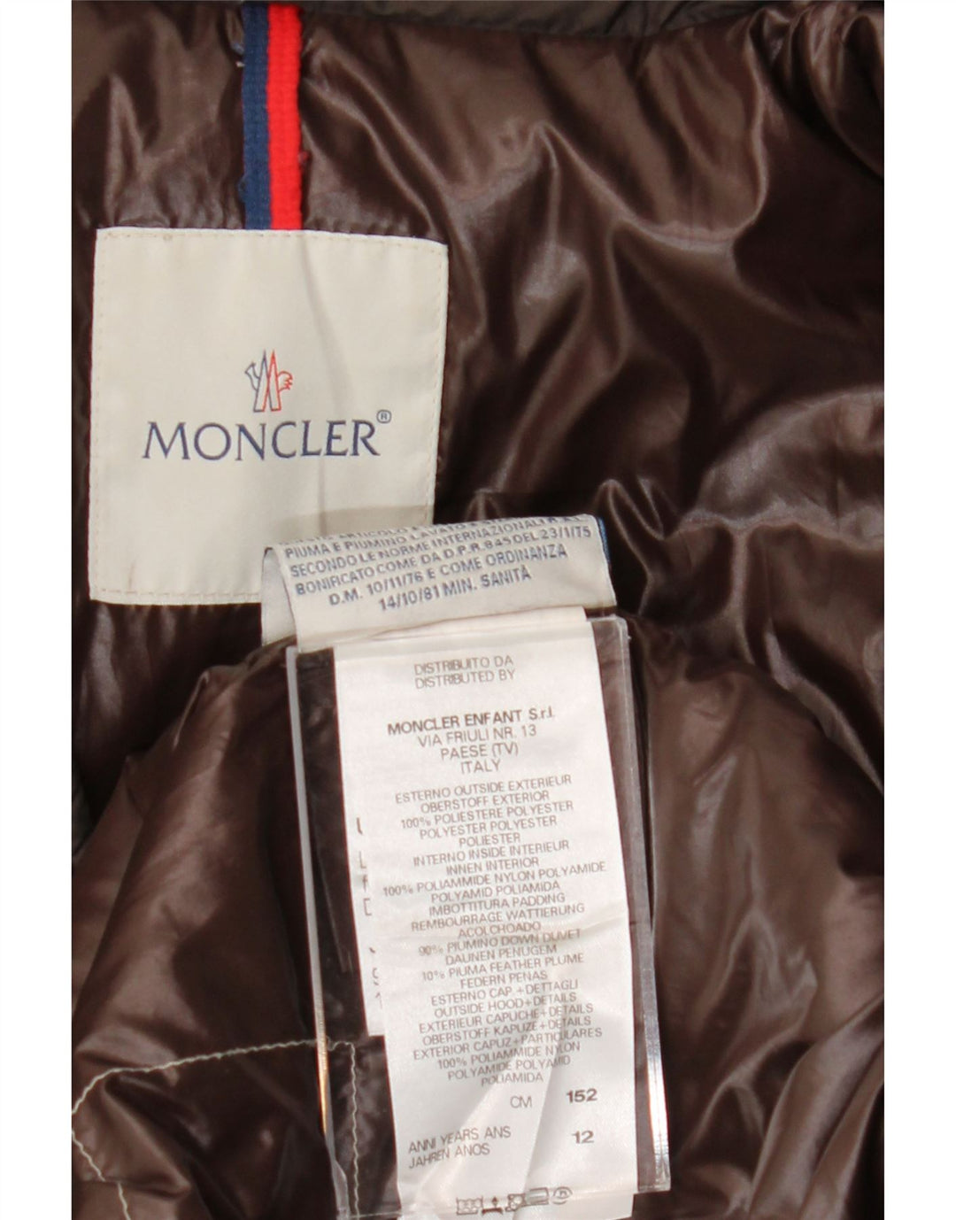 Moncler drenge polstret jakke 11-12 år brun polyester