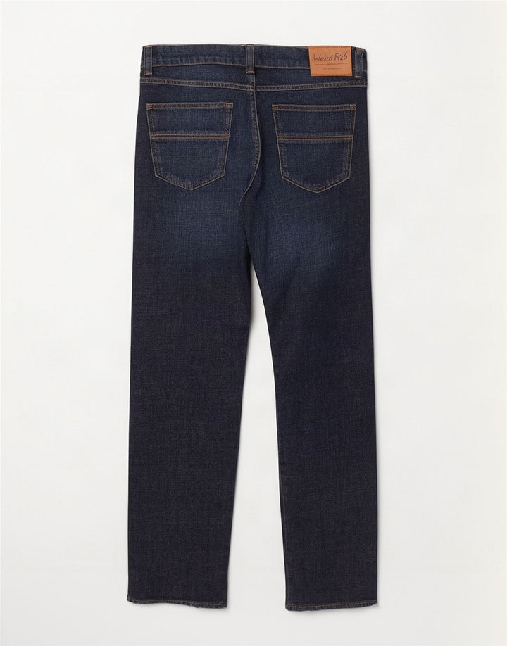 Weird Fish Dame Straight Jeans W36 L28 Marineblå Bomuld