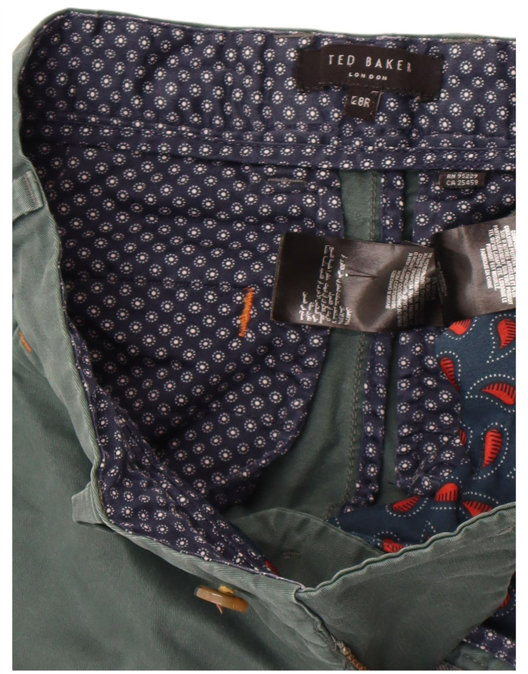 Ted Baker Herre Slim Chino Bukser W28 L31 Grøn Bomuld