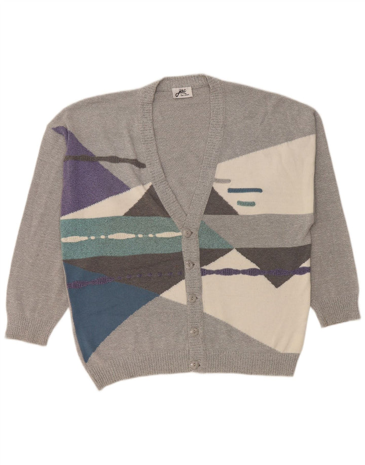 JAC Herre Cardigan Sweater IT 52 Stor Grå Colourblock Bomuld