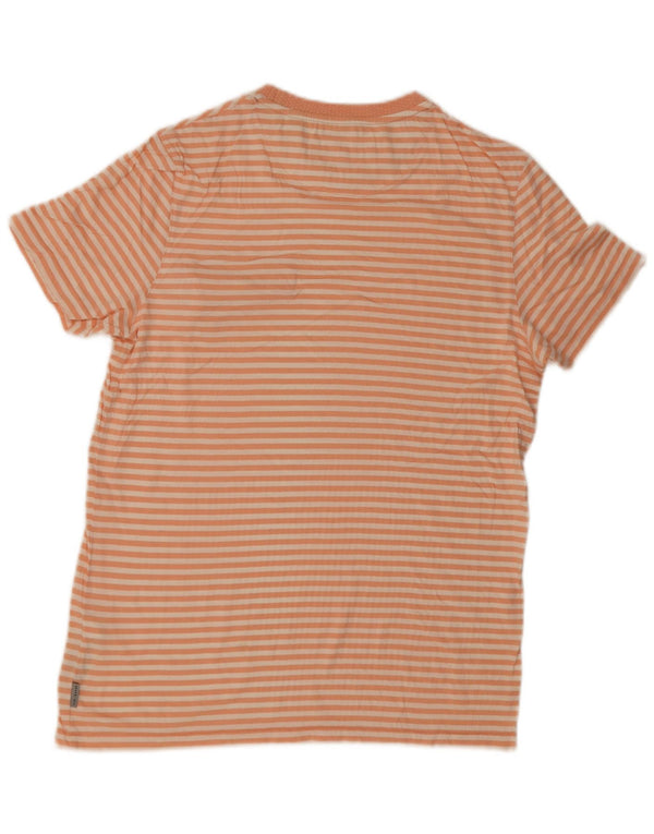 Ted Baker Herre T-Shirt Top Størrelse 3 Medium Orange Stribet Bomuld