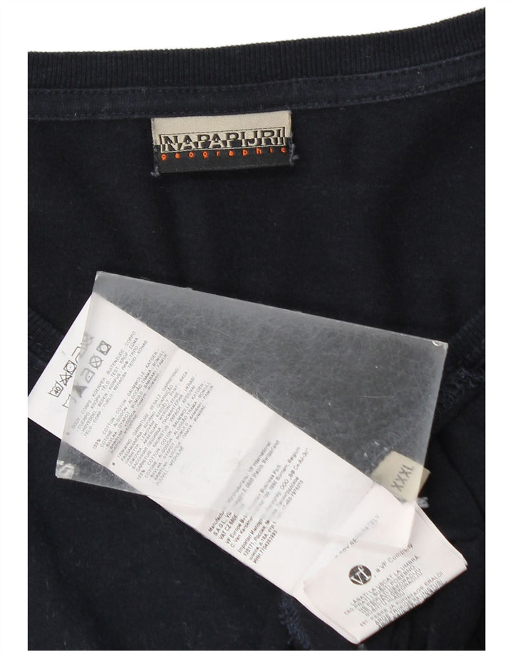 NAPAPIJRI Herre geografisk grafisk T-shirt langærmet 3XL marineblå bomuld