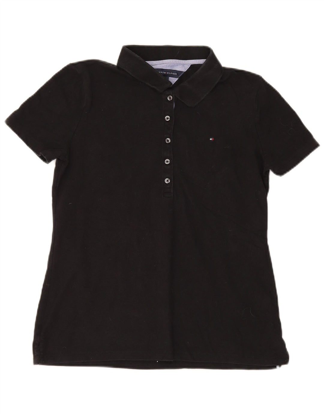Tommy Hilfiger Dame Polo Shirt UK 12 Medium Sort Bomuld