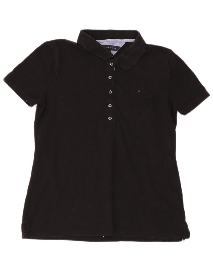 Tommy Hilfiger Dame Polo Shirt UK 12 Medium Sort Bomuld