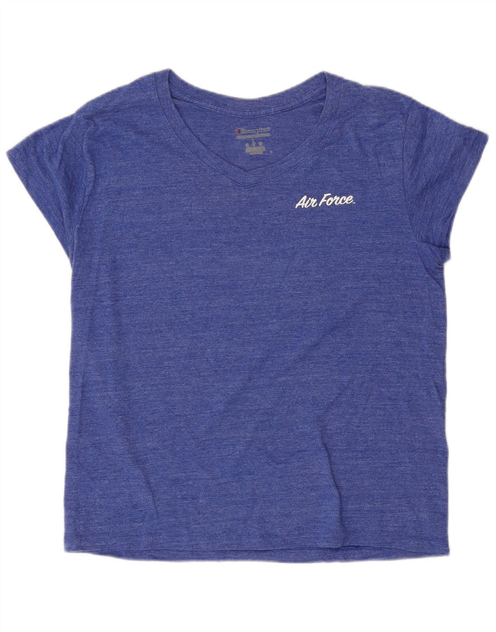 CHAMPION Dame Grafisk T-Shirt Top UK 16 Stor Blå