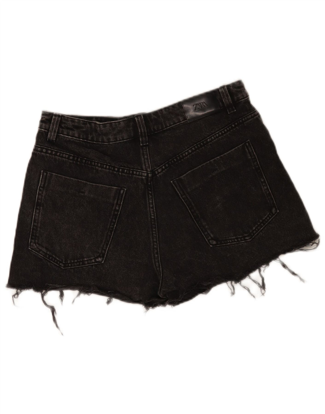 Zara Dame Denim Shorts EU 40 Medium W30 Sort Bomuld