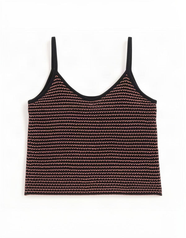 Zara Womens Crop Cami Top UK 10 Small Navy Blue Striped
