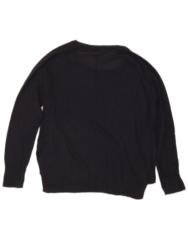 Zara Dame Boat Neck Jumper Sweater UK 14 Medium Navy Blue