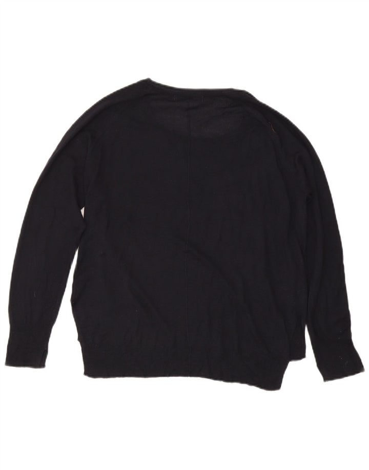 Zara Dame Boat Neck Jumper Sweater UK 14 Medium Navy Blue
